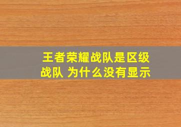 王者荣耀战队是区级战队 为什么没有显示